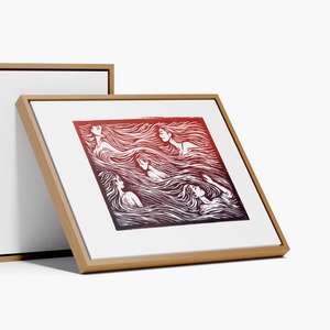 Áramlás – eredeti kézzel nyomott grafika, Művészet, Grafika & Illusztráció, Művészi nyomat, Fotó, grafika, rajz, illusztráció, 
Áramlás – eredeti kézzel nyomott grafika

A kép öt nőalakot ábrázol, akik a hullámzó vonalak közöt..., MESKA