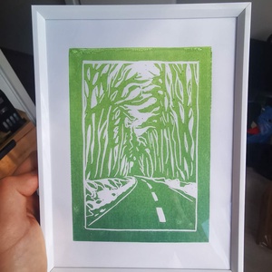 Erdei út � eredeti linónyomat  - művészet - grafika & illusztráció - művészi nyomat - Meska.hu