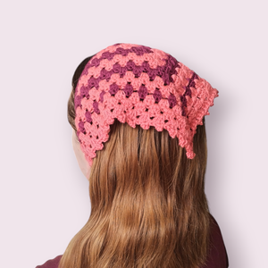 Horgolt bandana - Rózsa, Ruha & Divat, Hajdísz & Hajcsat, Hajráf & Hajpánt, Horgolás, MESKA