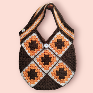 Horgolt bevásárlótáska 'Bohó design', Táska & Tok, Bevásárlás & Shopper táska, Shopper, textiltáska, szatyor, Horgolás, MESKA