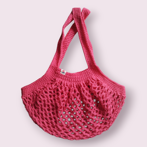 Horgolt mesh bevásárlótáska (cekker) - Hot pink, Táska & Tok, Bevásárlás & Shopper táska, Shopper, textiltáska, szatyor, Horgolás, MESKA