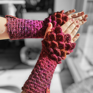 Horgolt ujjatlan 'sárkány' kesztyű - Bordó, Ruha & Divat, Sál, Sapka, Kendő, Kesztyű, Horgolás, MESKA