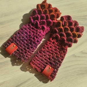 Horgolt ujjatlan 'sárkány' kesztyű - Bordó - ruha & divat - sál, sapka, kendő - kesztyű - Meska.hu