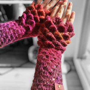 Horgolt ujjatlan 'sárkány' kesztyű - Bordó - ruha & divat - sál, sapka, kendő - kesztyű - Meska.hu