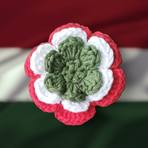 Horgolt 3D virágos kokárda kitűző - Meska.hu