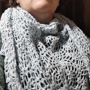 Balatoni szél- Nagyméretű kézzel horgolt merino kendő , Ruha & Divat, Sál, Sapka, Kendő, Vállkendő, Horgolás, MESKA