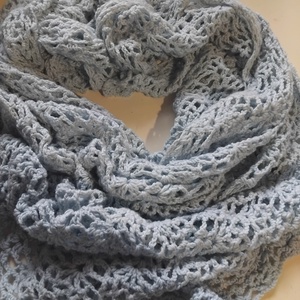 Balatoni szél- Nagyméretű kézzel horgolt merino kendő  - ruha & divat - sál, sapka, kendő - vállkendő - Meska.hu