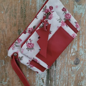 Pénztárca rózsás Vászon és bőr tárca Kártyatartó , Táska & Tok, Pénztárca & Más tok, Aprópénztartó, Varrás, MESKA