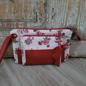 Pénztárca rózsás Vászon és bőr tárca Kártyatartó  - táska & tok - pénztárca & más tok - aprópénztartó - Meska.hu