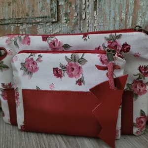 Pénztárca rózsás Vászon és bőr tárca Kártyatartó  - táska & tok - pénztárca & más tok - aprópénztartó - Meska.hu