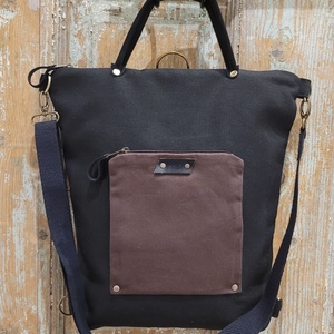 Fekete-barna vászontáska, Hátizsák, laptoptáska, iskolatáska, hátizsák, Táska & Tok, Kézitáska & válltáska, Alkalmi táska, Varrás, MESKA