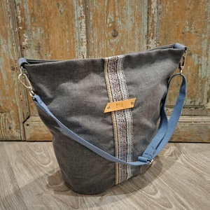 Vászontáska,  pakolós táska , natúr vászon táska, sárga kiegészítőkkel. Egyedi nagyméretű táska. - táska & tok - kézitáska & válltáska - nagy pakolós táska - Meska.hu