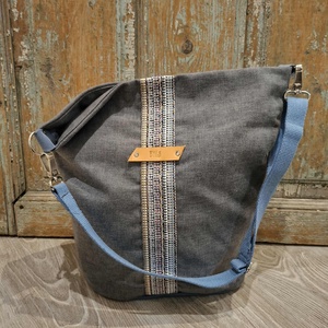 Vászontáska,  pakolós táska , natúr vászon táska, sárga kiegészítőkkel. Egyedi nagyméretű táska., Táska & Tok, Kézitáska & válltáska, Nagy pakolós táska, Varrás, MESKA