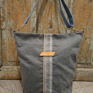 Vászontáska,  pakolós táska , natúr vászon táska, sárga kiegészítőkkel. Egyedi nagyméretű táska. - táska & tok - kézitáska & válltáska - nagy pakolós táska - Meska.hu