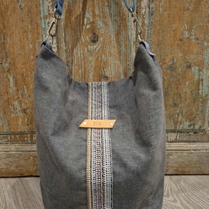 Vászontáska,  pakolós táska , natúr vászon táska, sárga kiegészítőkkel. Egyedi nagyméretű táska. - táska & tok - kézitáska & válltáska - nagy pakolós táska - Meska.hu