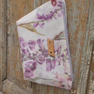 Pasztell virágos neszesszer, valódi bőr pánttal, Pedagógus napra, évzáróra, ballagásra, diplomára. - Meska.hu