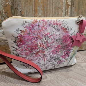 Pasztell virágos neszesszer, valódi bőr pánttal, Pedagógus napra, évzáróra, ballagásra, diplomára. - táska & tok - neszesszer - Meska.hu