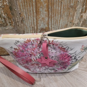 Pasztell virágos neszesszer, valódi bőr pánttal, Pedagógus napra, évzáróra, ballagásra, diplomára. - táska & tok - neszesszer - Meska.hu