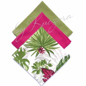 Textil zsebkendő szett, öko zsebkendő szett - pálma levél, trópusi levél, Szépségápolás, Textil zsebkendő, Varrás, MESKA