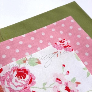 Textil zsebkendő szett, öko zsebkendő szett - rózsás, pöttyös,  M méret - szépségápolás - textil zsebkendő - Meska.hu