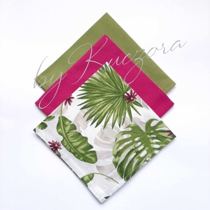 Textil zsebkendő szett, öko zsebkendő szett - pálmalevél, monstera, trópusi növény, Szépségápolás, Textil zsebkendő, Varrás, MESKA