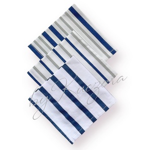 Textil zsebkendő szett, öko zsebkendő szett - kék, szürke, csíkos - S méret - Meska.hu