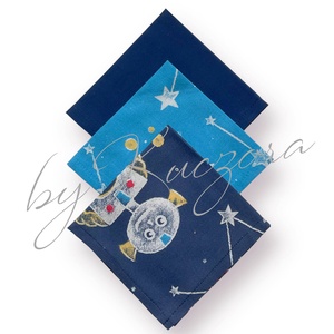 Textil zsebkendő szett, öko zsebkendő szett - kék, úrhajó, robot, úrlény - S méret - Meska.hu
