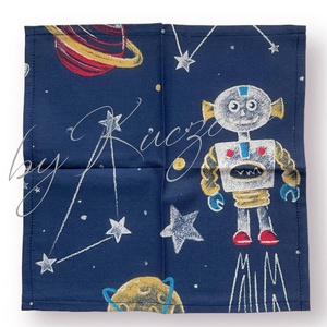 Textil zsebkendő szett, öko zsebkendő szett - kék, úrhajó, robot, úrlény - S méret - szépségápolás - textil zsebkendő - Meska.hu