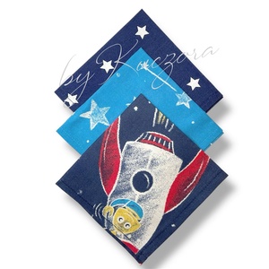 Textil zsebkendő szett, öko zsebkendő szett - kék, úrhajó, robot, űrlény - S méret - Meska.hu