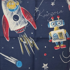 Textil zsebkendő szett, öko zsebkendő szett - kék, úrhajó, robot, űrlény - S méret - szépségápolás - textil zsebkendő - Meska.hu
