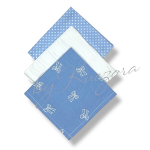 Textil zsebkendő szett, öko zsebkendő szett - világos kék pöttyös, masnis- S méret, Szépségápolás, Textil zsebkendő, Varrás, MESKA
