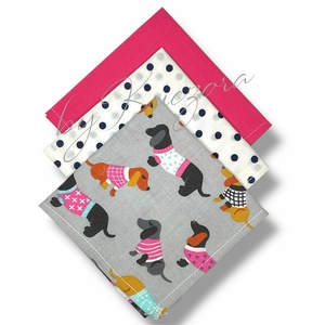 Textil zsebkendő szett, öko zsebkendő szett - kutyás, tacskós - S méret, Szépségápolás, Textil zsebkendő, Varrás, MESKA