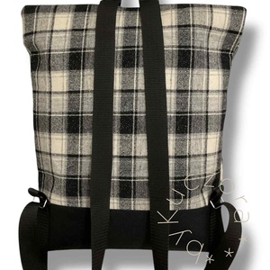 Unisex kockás roll-top hátizsák - táska & tok - hátizsák - hátizsák - Meska.hu