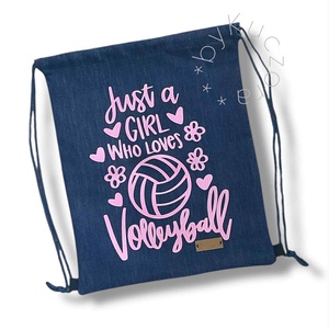 Tornazsák  csajos röplabdás minta - Just a Girl Who Loves Volleyball  - Meska.hu
