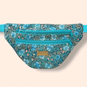 Virágmintás övtáska / crossbody táska  türkiz - táska & tok - övtáska - Meska.hu
