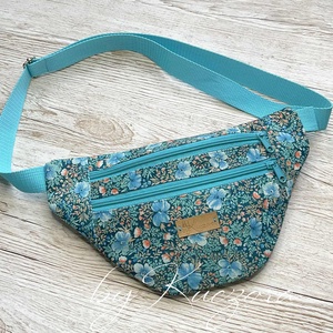 Virágmintás övtáska / crossbody táska  türkiz, Táska & Tok, Övtáska, Varrás, MESKA