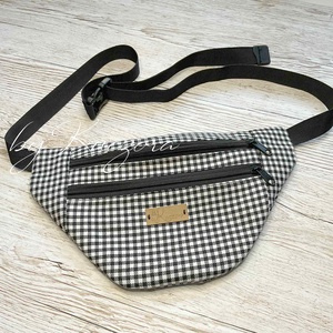 Fekete-fehér kockás övtáska / crossbody  unisex, Táska & Tok, Övtáska, Varrás, MESKA