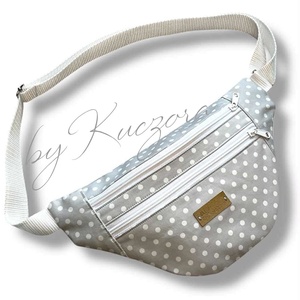 Szürke-fehér pöttyös övtáska / crossbody, Táska & Tok, Övtáska, Varrás, MESKA