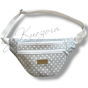 Szürke-fehér pöttyös övtáska / crossbody - táska & tok - övtáska - Meska.hu