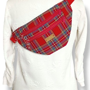 Piros kockás övtáska / crossbody táska - Meska.hu