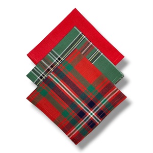 Textil zsebkendő szett, öko zsebkendő szett - piros, zöld kockás - Meska.hu