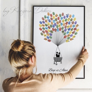 Ujjlenyomat vendégkönyv - Hőlégballon - esküvő - emlék & ajándék - vendégkönyv - Meska.hu