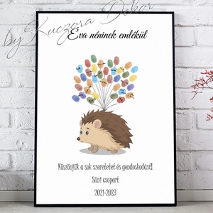 Ujjlenyomat emléklap - Óvodai búcsúajándék, ajándék óvónéninek ballagásra - Süni, Otthon & Életmód, Dekoráció, Fali és függő dekoráció, Betű & Név, Papírművészet, MESKA