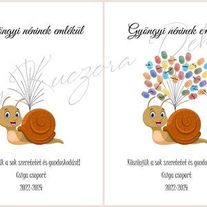 Ujjlenyomat emléklap - Óvodai köszönetajándék, búcsúajándék, ajándék óvónéninek ballagásra - Csiga - művészet - grafika & illusztráció - digitális - Meska.hu