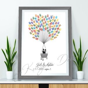 Ujjlenyomat vendégkönyv - Hőlégballon - Meska.hu