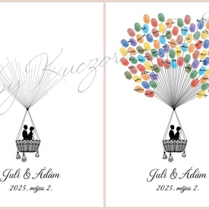 Ujjlenyomat vendégkönyv - Hőlégballon - esküvő - emlék & ajándék - vendégkönyv - Meska.hu