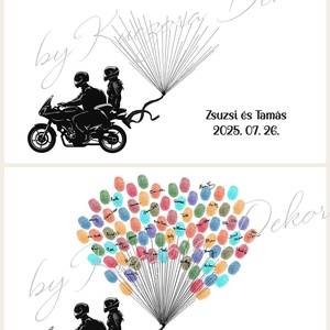 Ujjlenyomat vendégkönyv - Motoros pár, sportmotor - 02 - esküvő - emlék & ajándék - vendégkönyv - Meska.hu