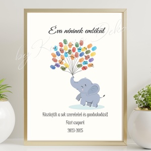 Ujjlenyomat emléklap - Óvodai búcsúajándék, ajándék óvónéninek ballagásra - Elefánt - Meska.hu
