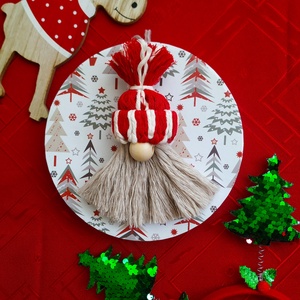 Karácsonyi macrame dísz Mikulás  - karácsony - karácsonyi lakásdekoráció - karácsonyfadíszek - Meska.hu