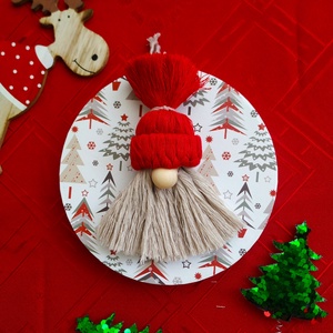 Karácsonyi macrame dísz Mikulás  - karácsony - karácsonyi lakásdekoráció - karácsonyfadíszek - Meska.hu